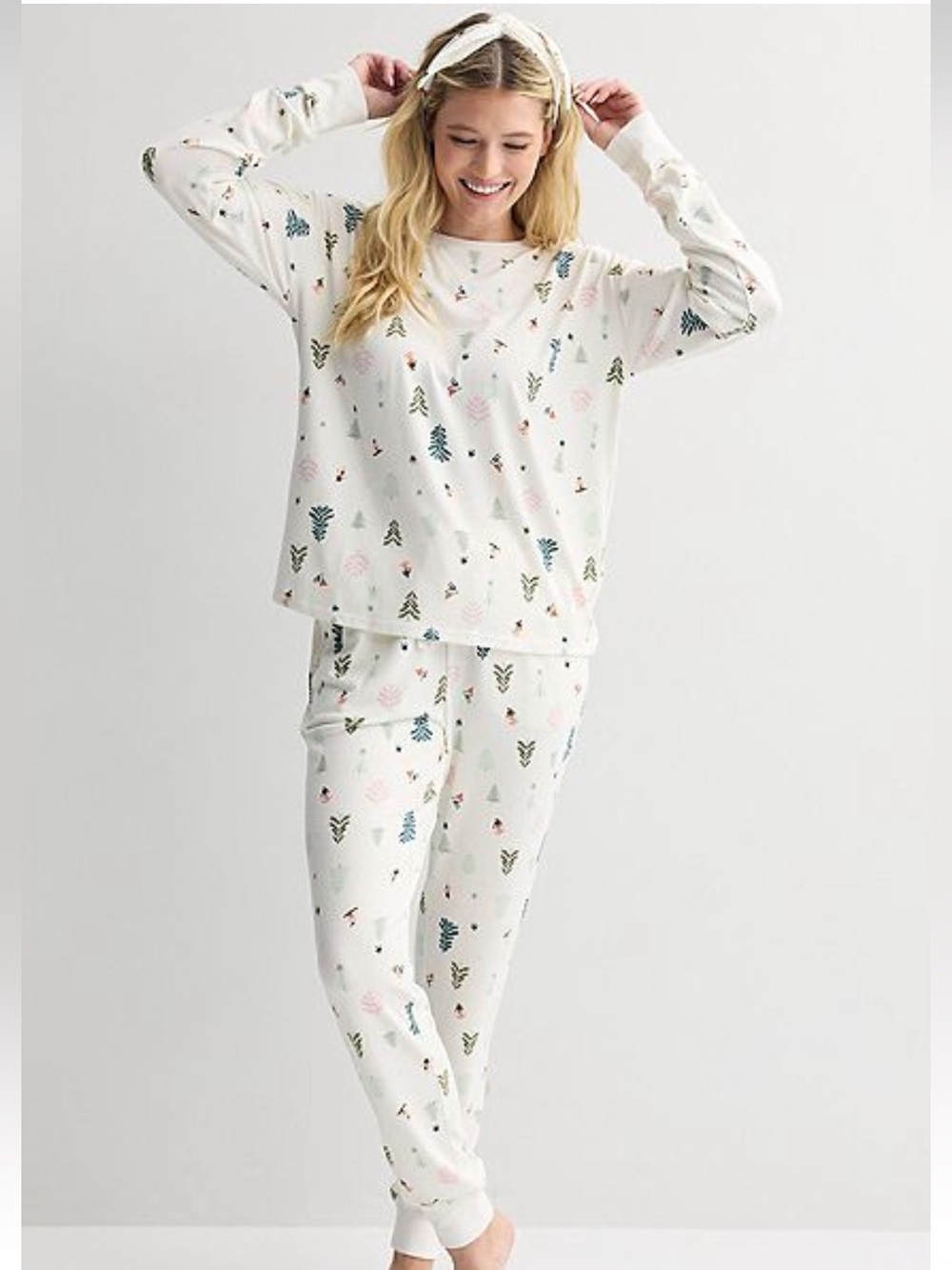 Sonoma Cream Holiday Tree Print Pajama Set
